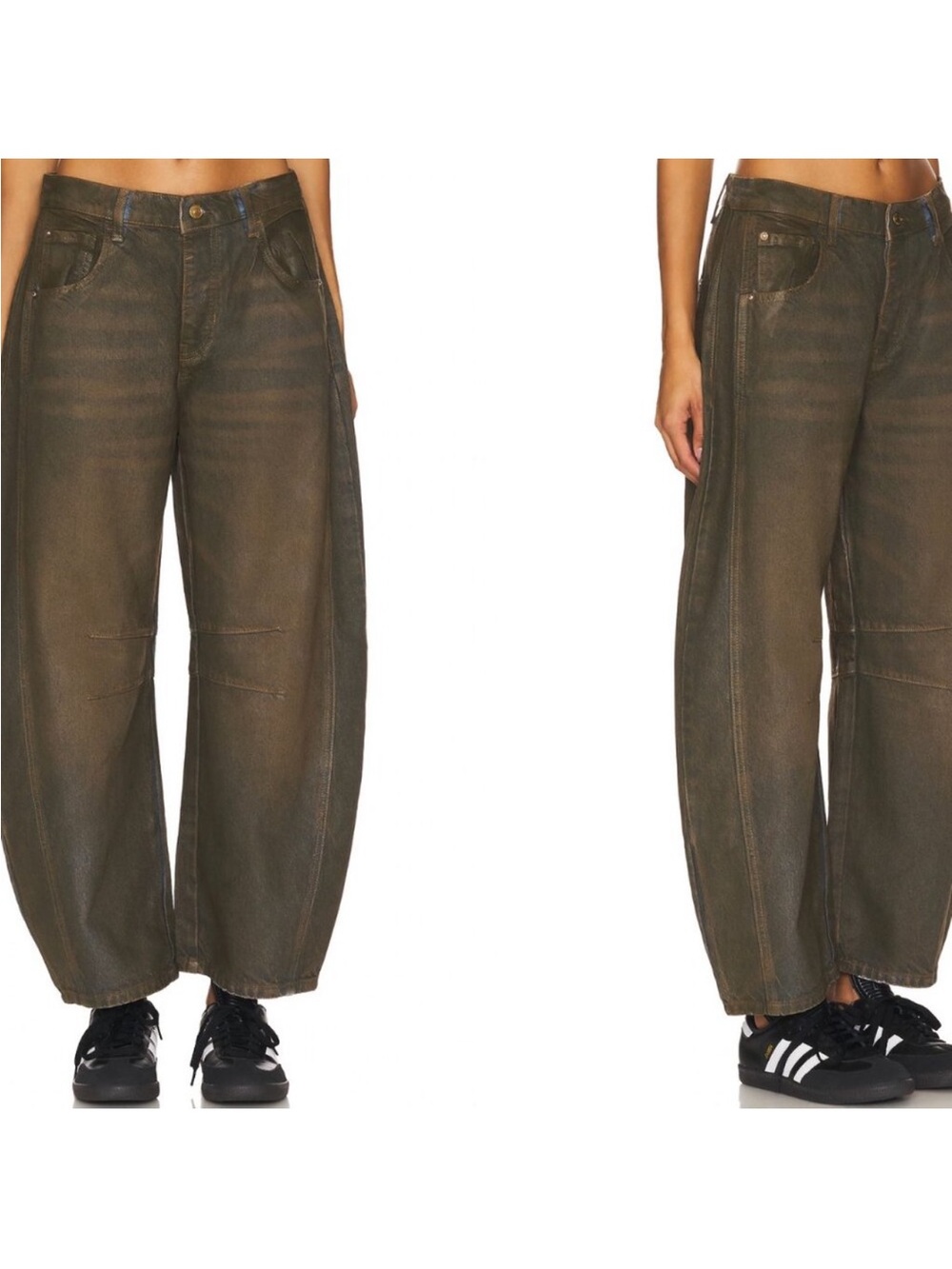 BARRELS!!!  NWT. We the Free Good Luck Coated Barrel Jeans